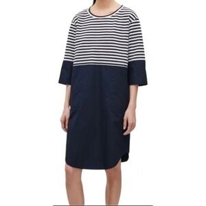 COS Dress Size XS Xsmall‎ Knit Cotton Poplin Navy Blue White Striped Nautical